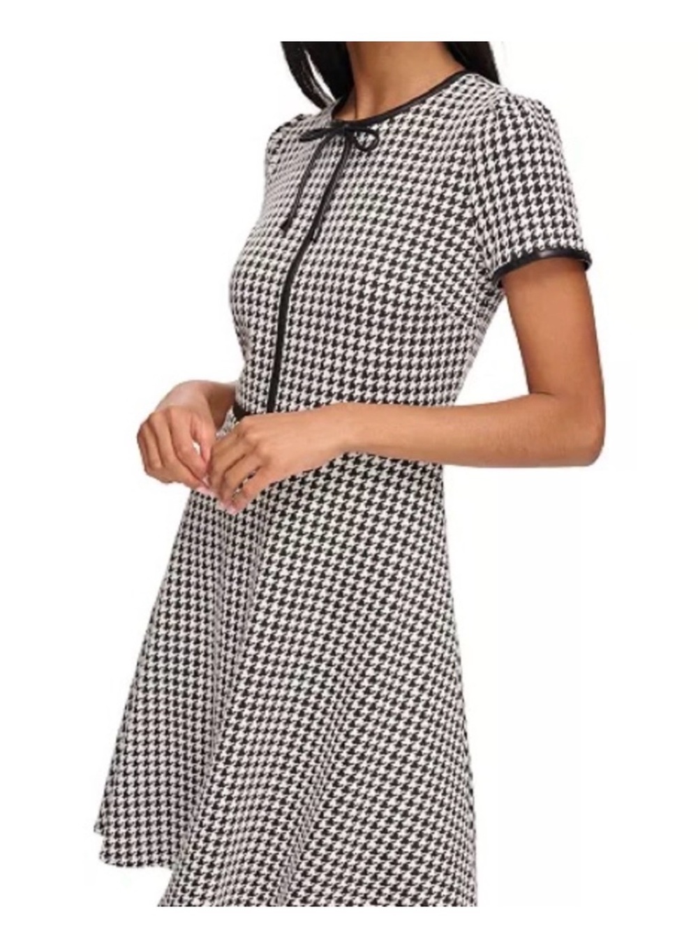 NWT Karl Lagerfeld Black & White Houndstooth Short-Sleeve Mini Dress 10
